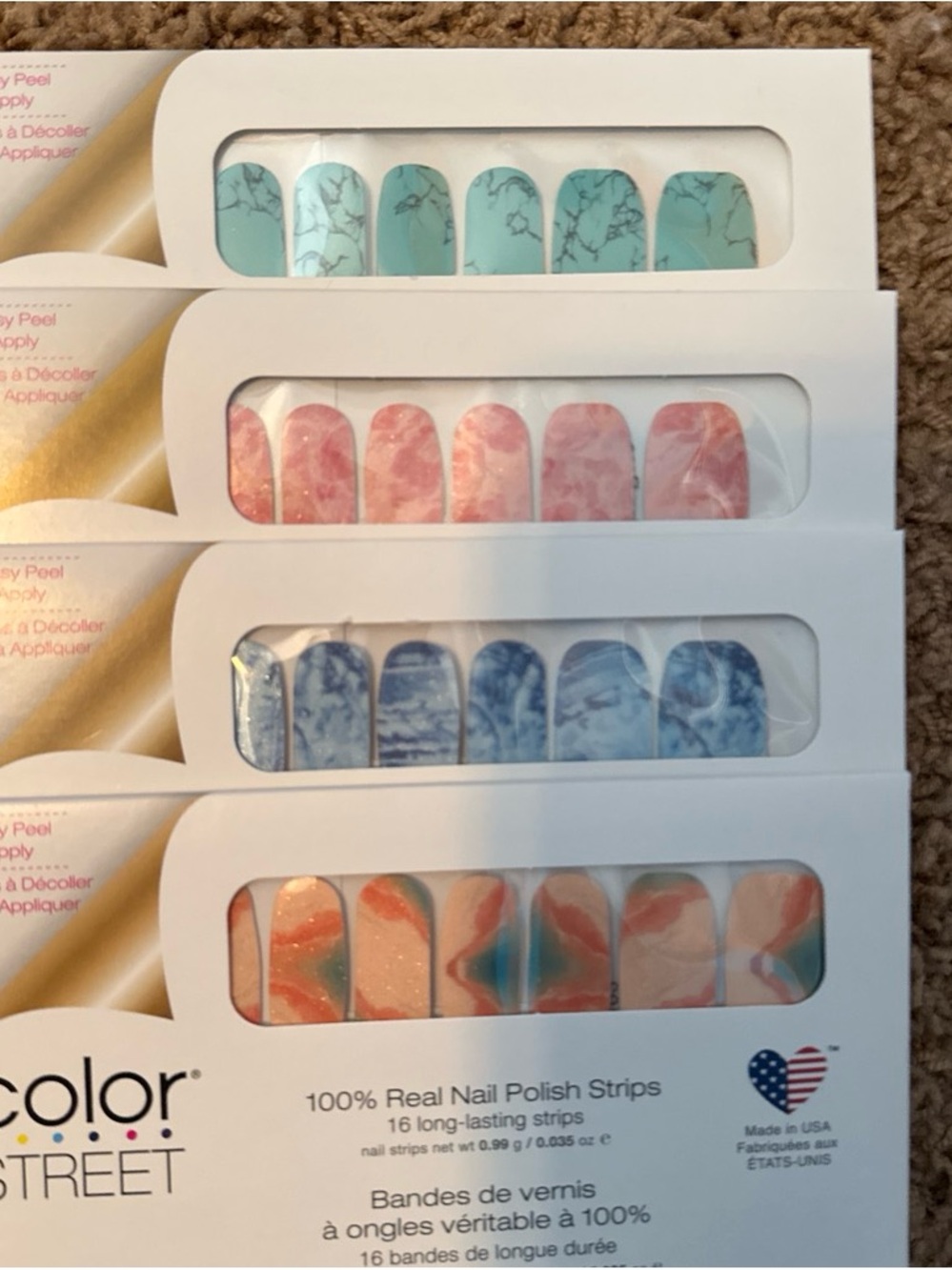 Color Street Teal Marble Nail Polish Strips